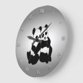 Grande Horloge Ronde Portes de panda mignonnes (Angle)