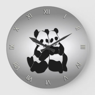 Grande Horloge Ronde Portes de panda mignonnes