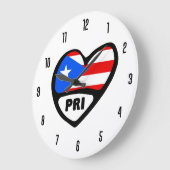 Grande Horloge Ronde Porto Rico Country Code PRI Flag Heart (Angle)