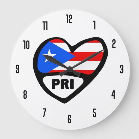 Grande Horloge Ronde Porto Rico Country Code PRI Flag Heart (Recto)