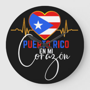 Grande Horloge Ronde Porto Rico en mi Corazon Puerto Rican Pride