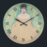 Grande Horloge Ronde Portrait d'Amalie Zuckerkandl par Gustav Klimt<br><div class="desc">Le Portrait inachevé d'Amalie Zuckerkandl (1917) de Gustav Klimt est un portrait vintage de l'époque victorienne symbolisant l'art du portrait d'une femme assise avec ses bras pliés vers elle et sa robe de l'épaule qui coule au sol. Les critiques d'art prédisent que cette pièce aurait incorporé la technique classique de...</div>