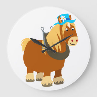Grande Horloge Ronde Portrait de Breton Horse Wall Clock