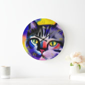 Grande Horloge Ronde Portrait de chat (Maison)