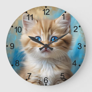 Grande Horloge Ronde Portrait de chat adorable