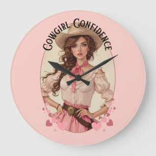 Grande Horloge Ronde Portrait de cowgirl coquette de mode western