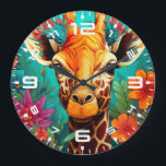 Grande Horloge Ronde Portrait de la Giraffe florale-9319<br><div class="desc">Portrait de la Giraffe florale-9319</div>
