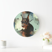 Grande Horloge Ronde Portrait de Pinscher de dobermann (Maison)