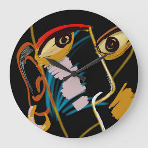 Grande Horloge Ronde Portrait du guerrier : Résumé de l'huile primitive