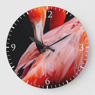 Grande Horloge Ronde Portrait exotique de Flamant rose