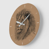 Grande Horloge Ronde Portrait Lion puissant (Angle)