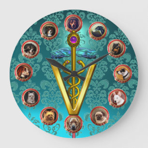 GRANDE HORLOGE RONDE PORTRAITS DE CHIEN VICTORIEN SYMBOLE VÉTÉRINAIRE C