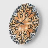 Grande Horloge Ronde Portugese Tile Acrylic Wall Clock in Neutrals (Angle)