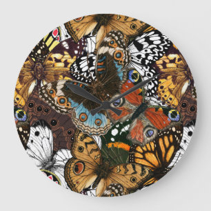 Grande Horloge Ronde Poster de animal. Ailes papillons.