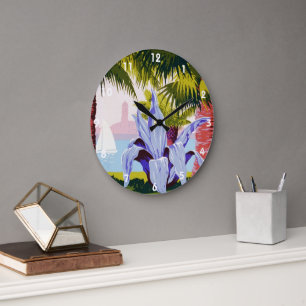 Grande Horloge Ronde Poster Vintage voyage, Découvrez Porto Rico !