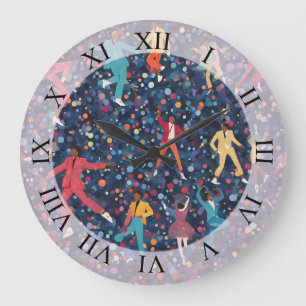 Grande Horloge Ronde Postures de yoga, méditation, art new age