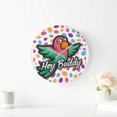 Grande Horloge Ronde Pot rose Bird (Maison)