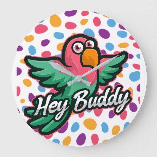 Grande Horloge Ronde Pot rose Bird (Recto)