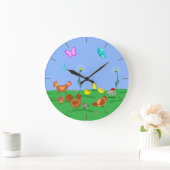 Grande Horloge Ronde Poule et poussins  (Maison)