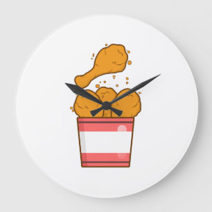 Grande Horloge Ronde Poulet Frit Avec Seau