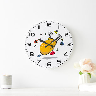 Grande Horloge Ronde Poulet rôti de dessin animé drôle qui tombe