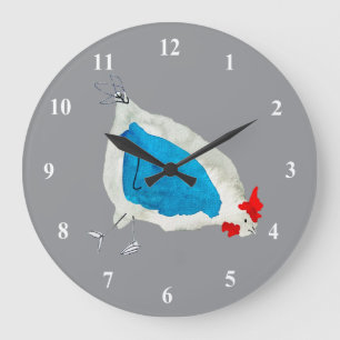 Grande Horloge Ronde Poulets mignons aquarelle