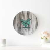 Grande Horloge Ronde Poulets rustiques (bleu) (Maison)