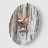 Grande Horloge Ronde Poulets rustiques (Brown) (Angle)