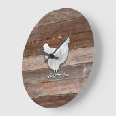 Grande Horloge Ronde Poulets rustiques (planches Brown) (Angle)