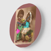 Grande Horloge Ronde Poupées noires adorables RPPC des années 1920 (Angle)