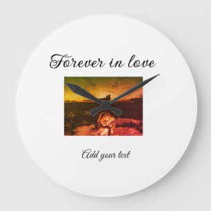 Grande Horloge Ronde Pour toujours en amour ajouter photo de couple mar