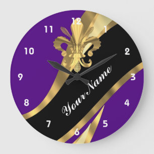 Grande Horloge Ronde Pourpre et gold fleur de lys