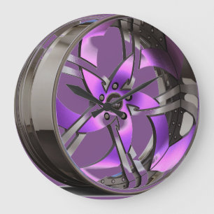 Grande Horloge Ronde Pourpre et jante de chrome