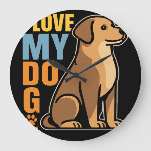 Grande Horloge Ronde Pourquoi j'aime mon chien - Design chaleureux Cele