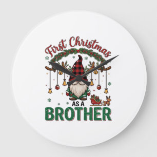 Grande Horloge Ronde Premier Noël en tant que frère Gnome Renne Traînea