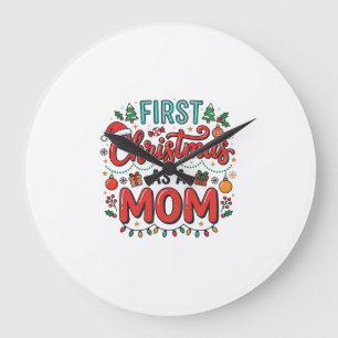 Grande Horloge Ronde Premier Noël en tant que maman, design de vacances