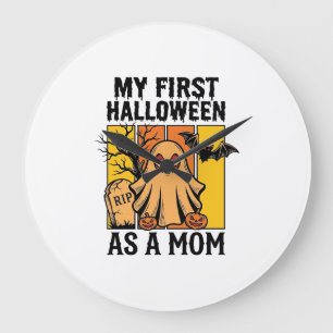 Grande Horloge Ronde Premier T-shirt de maman Halloween Design de fantô