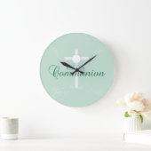 Grande Horloge Ronde Première Communion sainte, Script en vert tendre (Maison)
