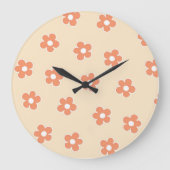 Grande Horloge Ronde Preppy Peach White Hippie Flower Motif (Recto)