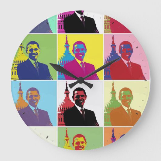 Grande Horloge Ronde Président Obama Pop Art (Recto)
