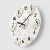 Grande Horloge Ronde Pretty Cream Hearts Ornaments (Angle)