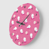 Grande Horloge Ronde Pretty Kitty Pink Kitten Pattern Wall Clock (Angle)