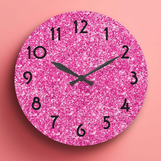 Grande Horloge Ronde Pretty Pink Glitter