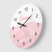 Grande Horloge Ronde Pretty Pink Rose Personalized with Wall Clock (Angle)