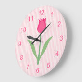 Grande Horloge Ronde Pretty Pink Tulip Flower (Angle)