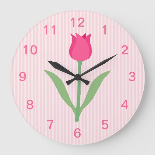 Grande Horloge Ronde Pretty Pink Tulip Flower (Recto)
