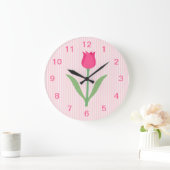 Grande Horloge Ronde Pretty Pink Tulip Flower (Maison)