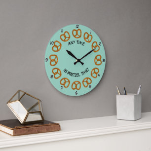 Grande Horloge Ronde Pretzel Time Twisted Pread ou Salty Snack propre t