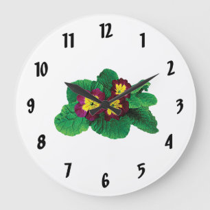 Grande Horloge Ronde Primevères Magenta et Jaune