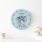 Grande Horloge Ronde Prince éléphant bébé mignon (Maison)